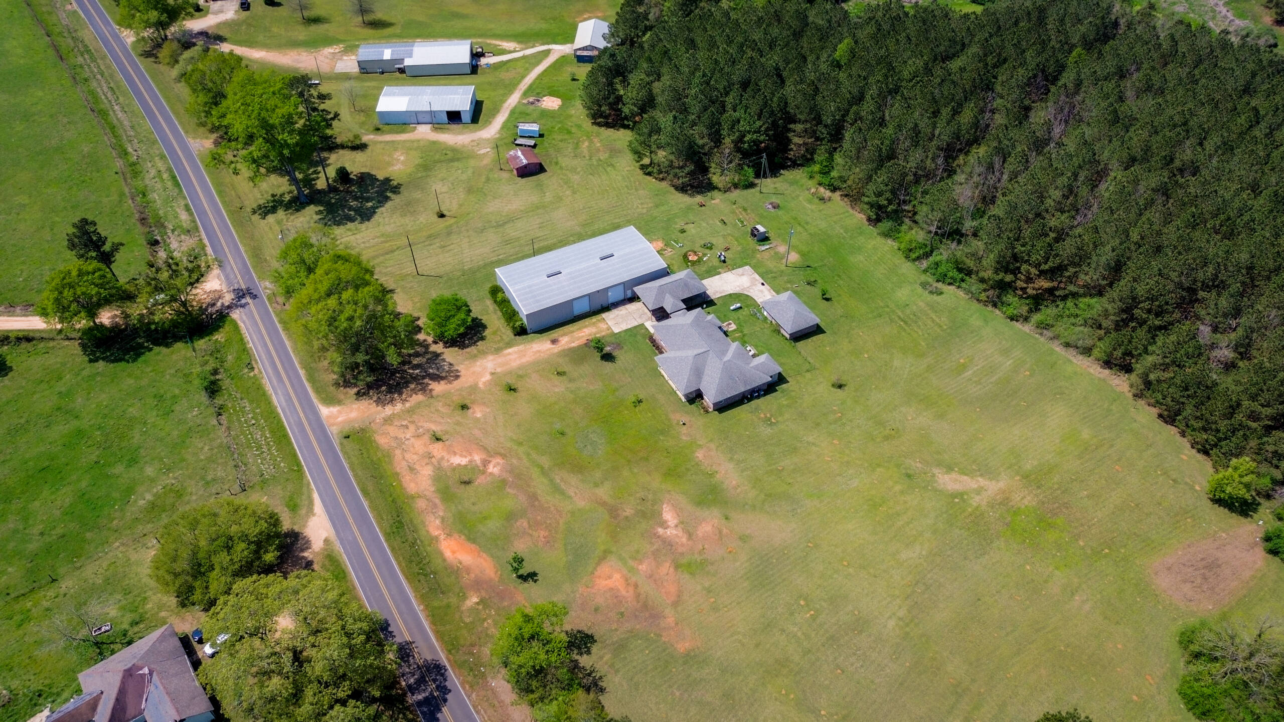 Rural Property & Workshop Drone Photography in Magee, Mississippi
